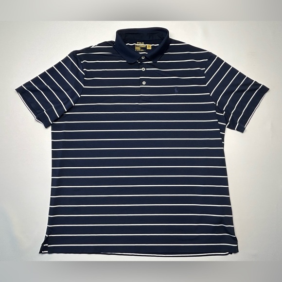 Polo Ralph Lauren Performance Golf Navy and White Striped Polo XL EUC - Picture 4 of 9